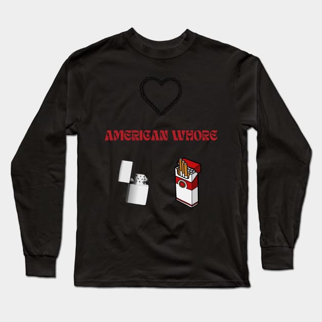 American Whore Song Print Sticker Pack Long Sleeve T-Shirt by madiwestdal